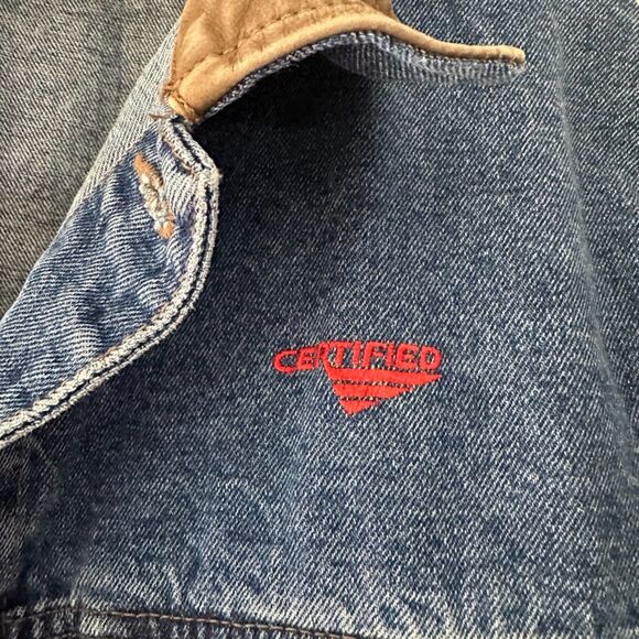 Vintage Dunbrooke Mens Certified Leather Brown Collar Denim Jean Jacket Size XL - Picture 3 of 8